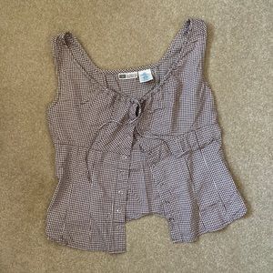 Vintage Faded Glory Gingham Buttoned Down Peasant Blouse